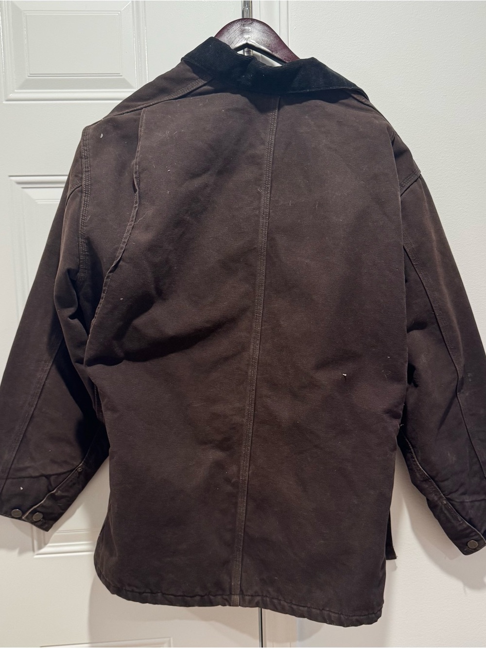 Vintage Carhartt Men’s Dark Brown Chore Jacket with Blanket Lining and Corduroy - Picture 3 of 5